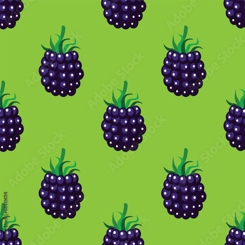 Blackberry seamless pattern on colorful background. Vector illustration.