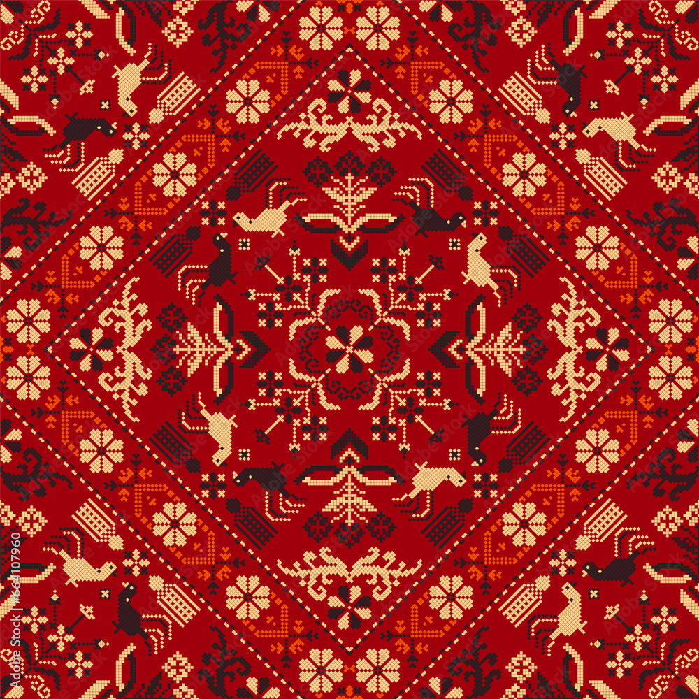 Obraz premium Traditional Polish embroidery vector pattern