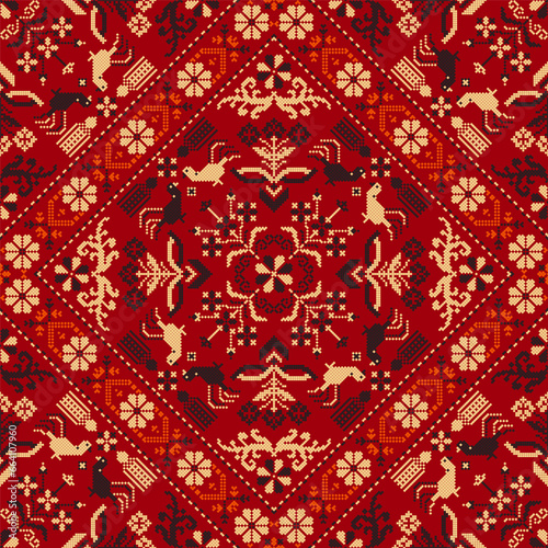 Traditional Polish embroidery vector pattern