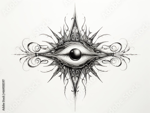 Sun Rays Star Eye Skull Masonic Sign Tattoo Print Stamp