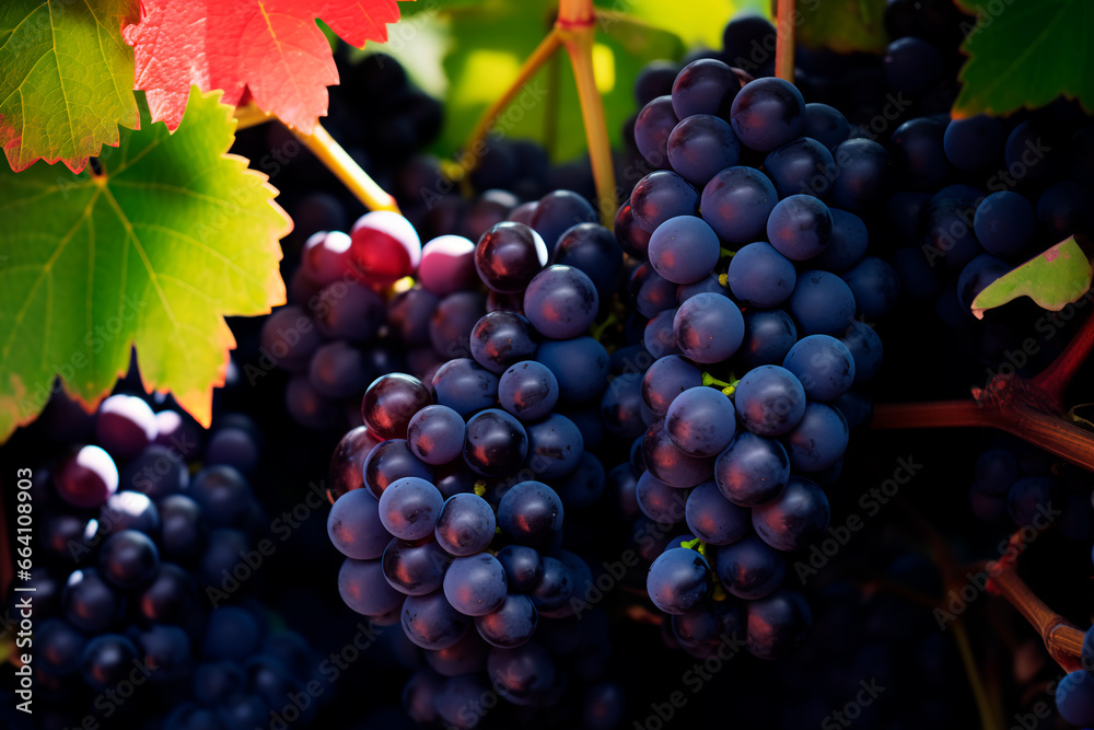 A good harvest of purple grapes. Growing purple grapes. Farm and field. Harvested agricultural crops.