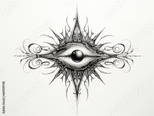 Sun Rays Star Eye Skull Masonic Sign Tattoo Print Stamp