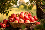 Good apple harvest. Apple growing. Farm and field. Harvested agricultural crops.