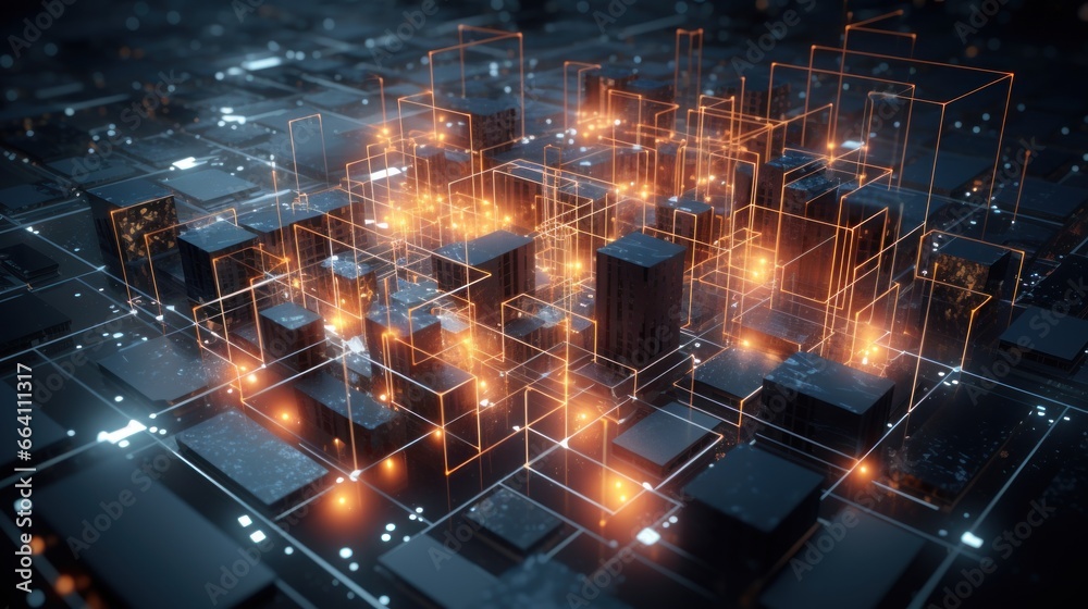 Obraz premium Architecture Particle Visualization in IT Technology
