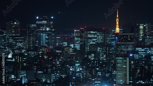 Tokyo city view with Tokyo Tower at night.