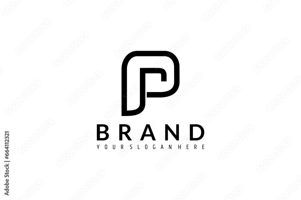 Abstract letter P logo in linear style Abstract letter P logo in linear style