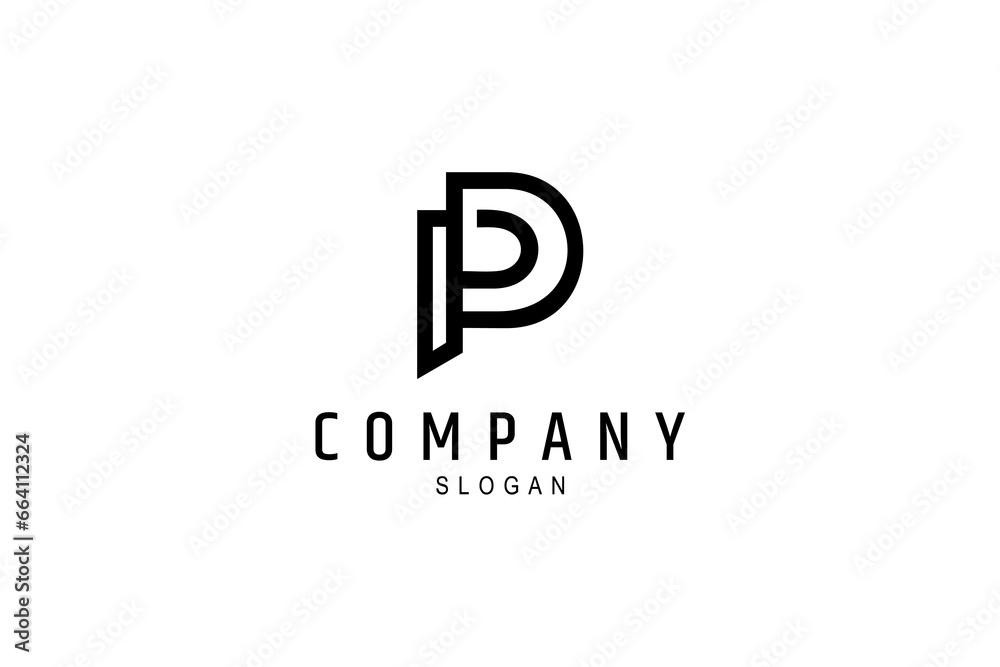 Abstract letter P logo with overlapping style in line art design Abstract letter P logo with overlapping style in line art design