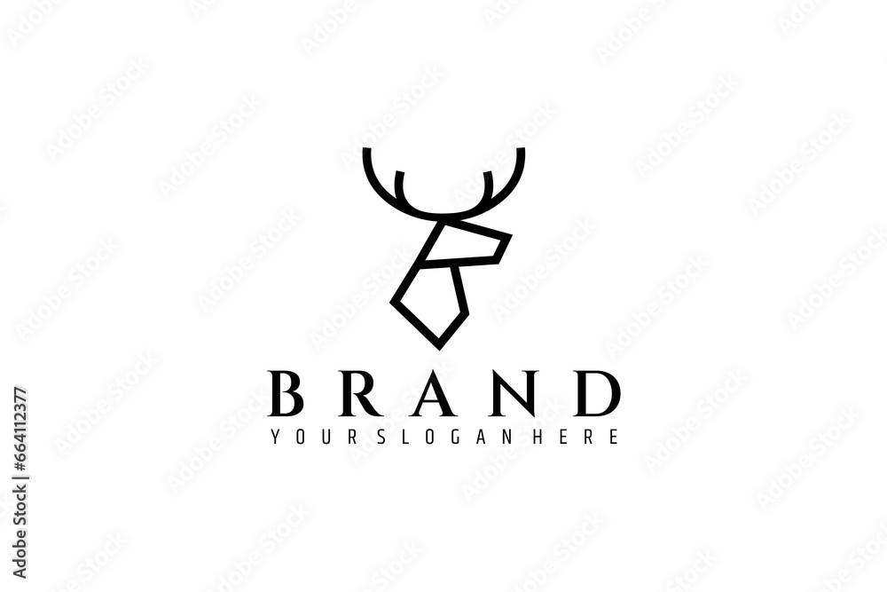 Deer logo design with minimalist line art style