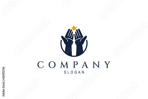 hands reaching for stars vector logo design