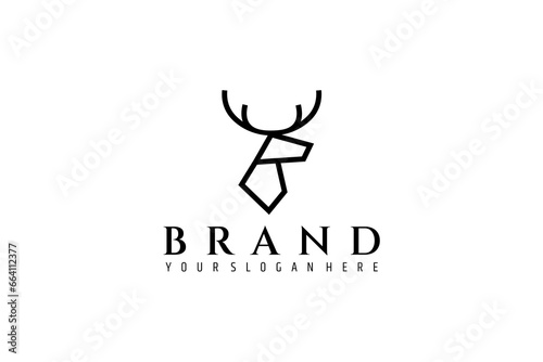 Deer logo design with minimalist line art style