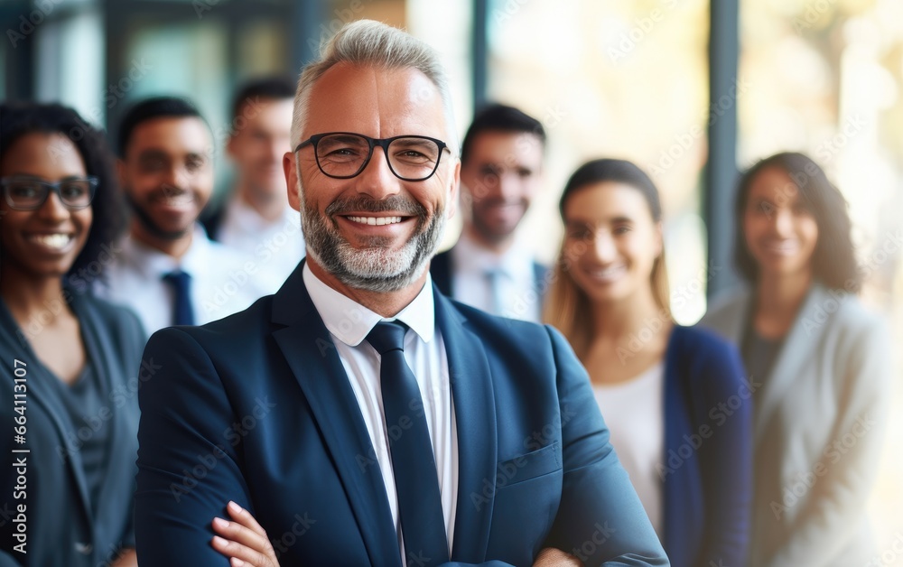 Experienced mentor guiding a group of young professionals, imparting knowledge and experience Experienced mentor guiding a group of young professionals, imparting knowledge and experience