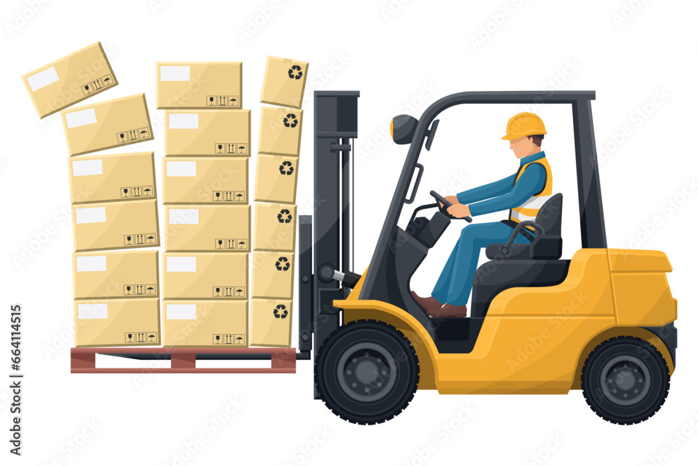 Safety in handling a fork lift truck. Make sure the load is properly stacked. Security First. Prevention of accidents at work. Industrial Safety and Occupational Health Safety in handling a fork lift truck. Make sure the load is properly stacked. Security First. Prevention of accidents at work. Industrial Safety and Occupational Health