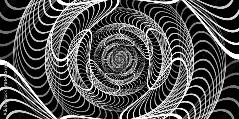 Abstract background with concentric circles in black and white colors. Radiating lines. Vector Illustration. Abstract background with concentric circles in black and white colors. Radiating lines. Vector Illustration.