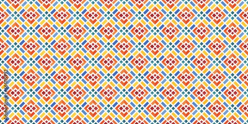 Mediterranean style ceramic tile pattern Ethnic folk ornament Colorful seamless geometric pattern