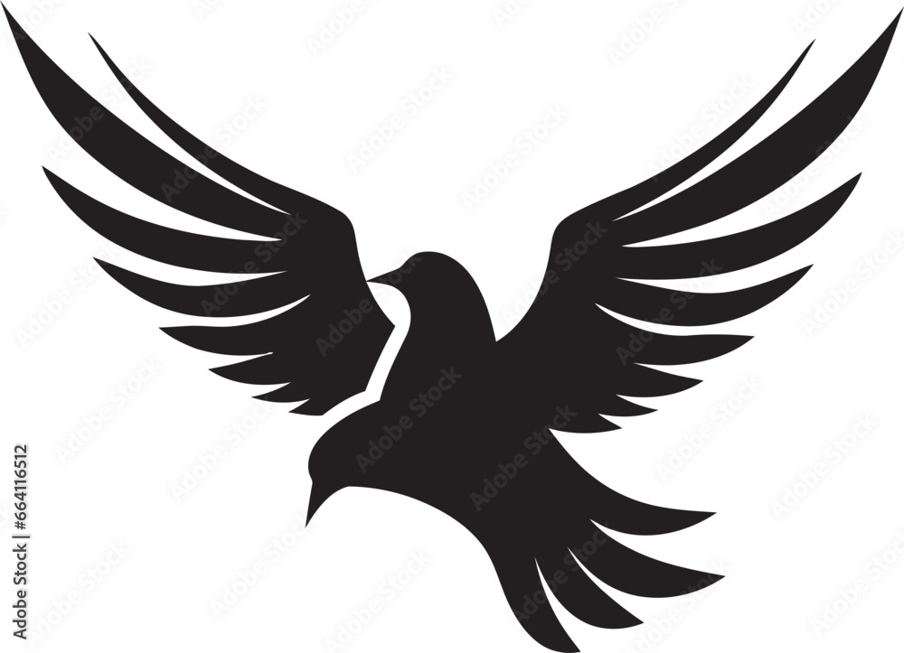 Obraz premium Calligraphic Black Dove Vector Logo A Beautiful and Elegant Design Black Dove Vector Logo with Text A Customizable and Versatile Option