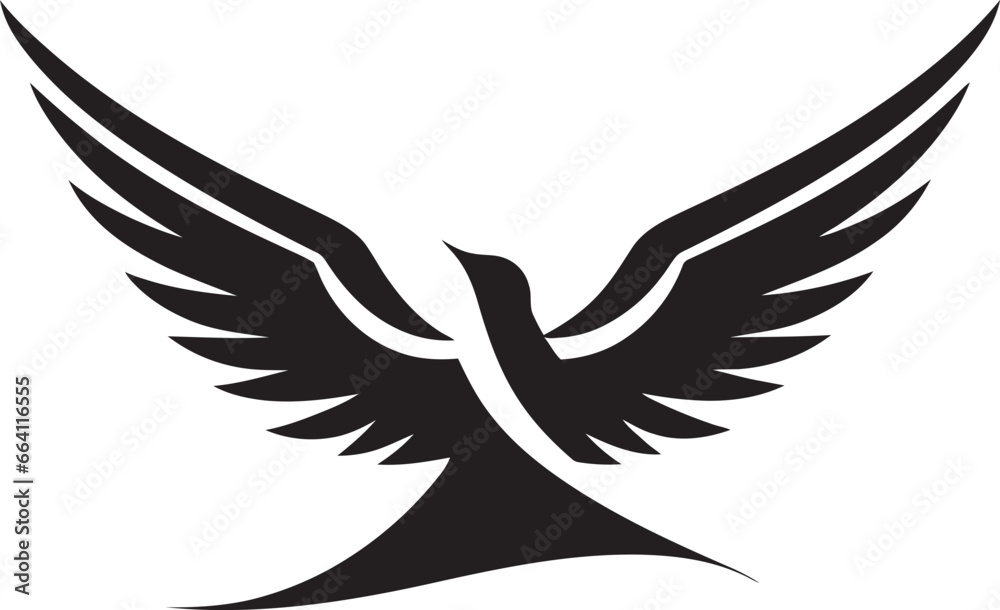 Fototapeta premium Black Dove Vector Logo with Swoosh and Cross A Symbol of Faith and Hope Black Dove Vector Logo with Swoosh and Stars A Symbol of Ambition and Achievement