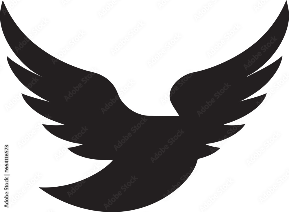 Obraz premium Black Dove Vector Logo with Wings Spread and Cross A Symbol of Faith and Hope Black Dove Vector Logo with Wings Spread and Stars A Symbol of Ambition and Achievement