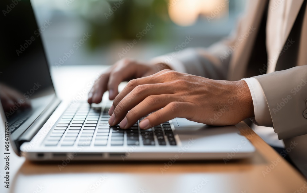 A close-up of businessman hands on a keyboard during a busy working day A close-up of businessman hands on a keyboard during a busy working day