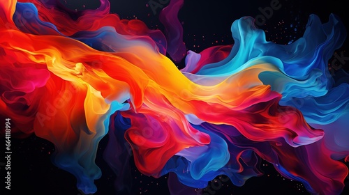 a colorful painting of a fluid flowing over a black background. Fantasy concept , Illustration painting.