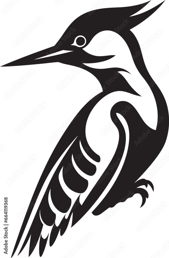 Fototapeta premium Woodpecker Bird Logo Design Black and White Unique Woodpecker Bird Logo Design Black and White Elegant