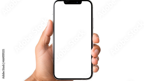 Hand is holding a smartphone 