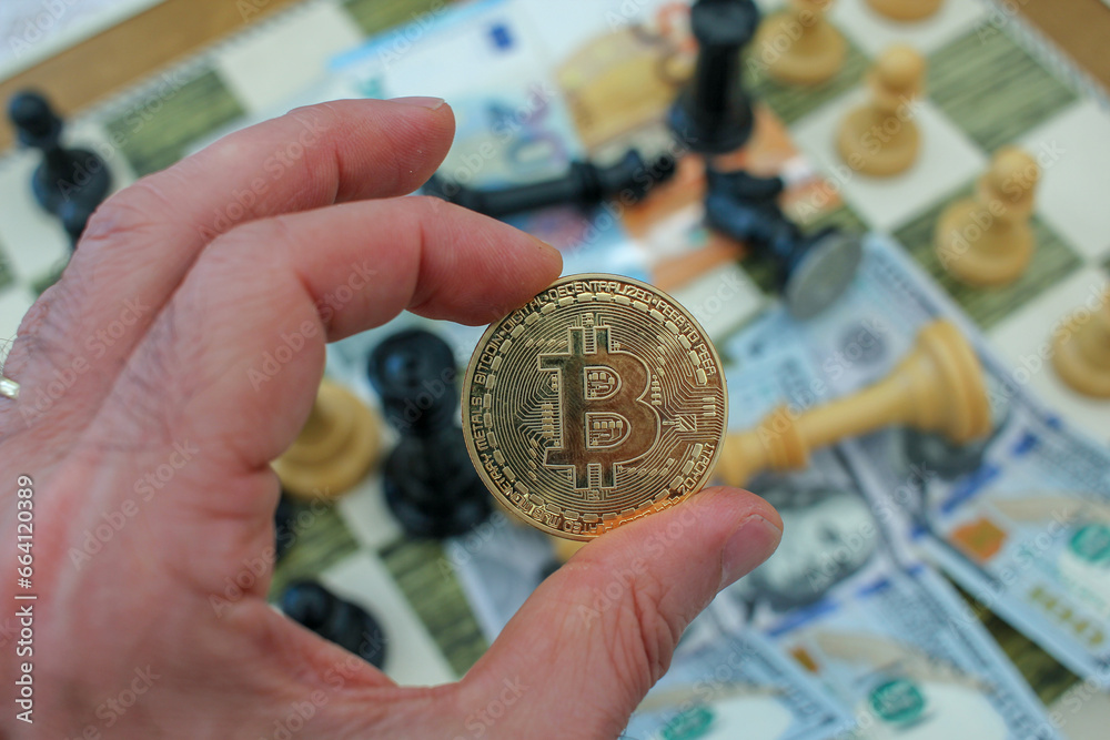 Fototapeta premium a bitcoin is in my hand