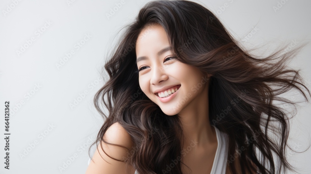 Radiant Asian woman with alluring smile and captivating expression Radiant Asian woman with alluring smile and captivating expression