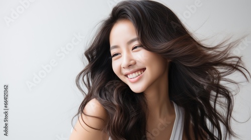 Radiant Asian woman with alluring smile and captivating expression photo