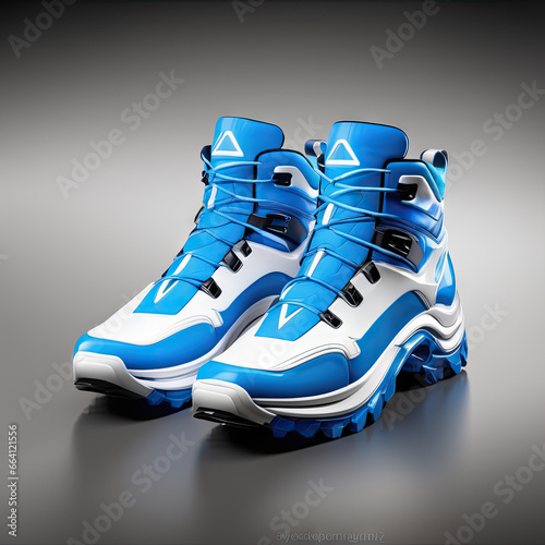 Modern design shoes, blue, isolated on white background