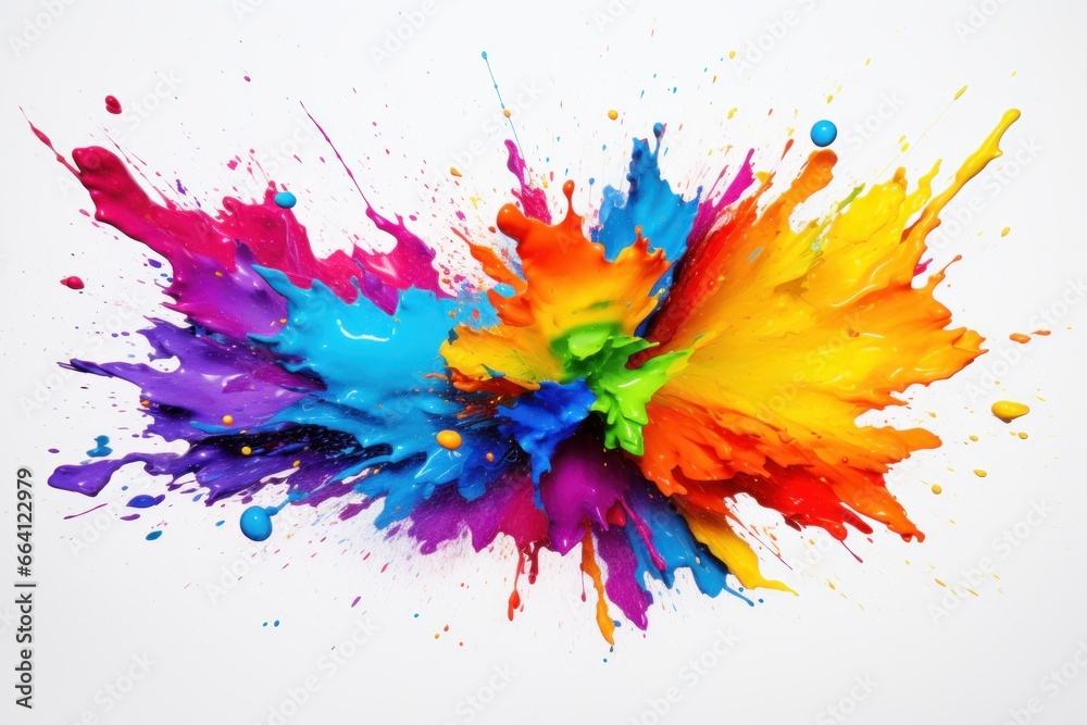 Colorful Splattering Paint on White Background