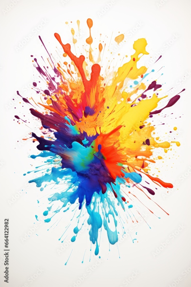 Colorful Splattering Paint on White Background Colorful Splattering Paint on White Background