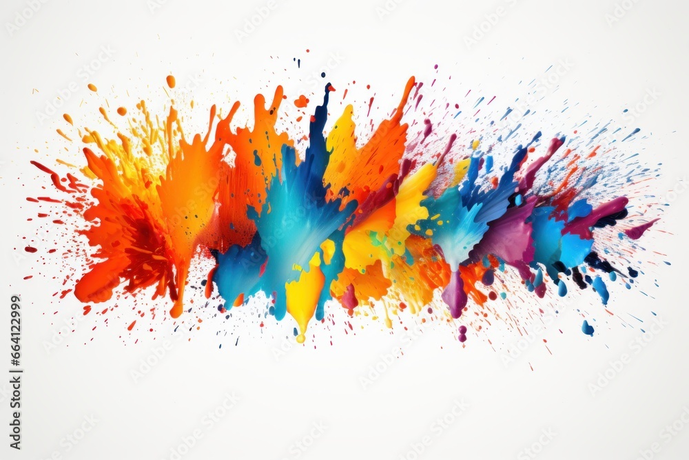 Fototapeta premium Colorful Splattering Paint on White Background