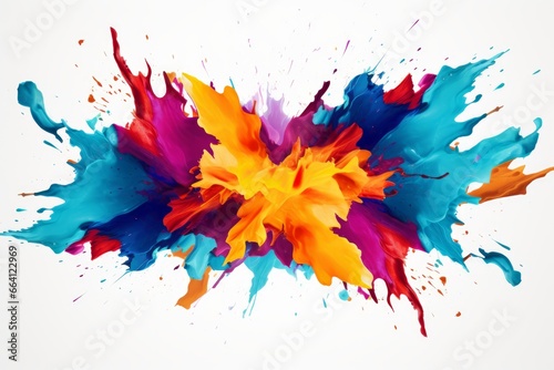 Colorful Splattering Paint on White Background