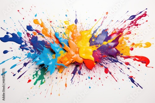Colorful Splattering Paint on White Background © Fabien