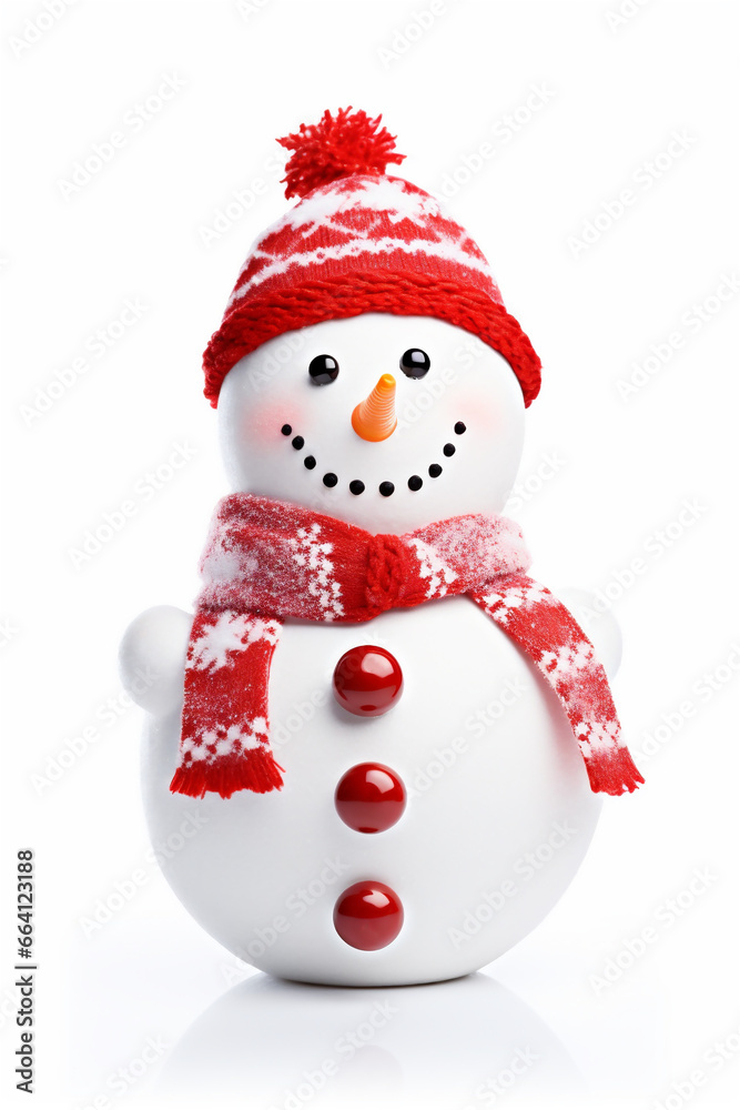 Snowman with hat and scarf isolated on white background Snowman with hat and scarf isolated on white background