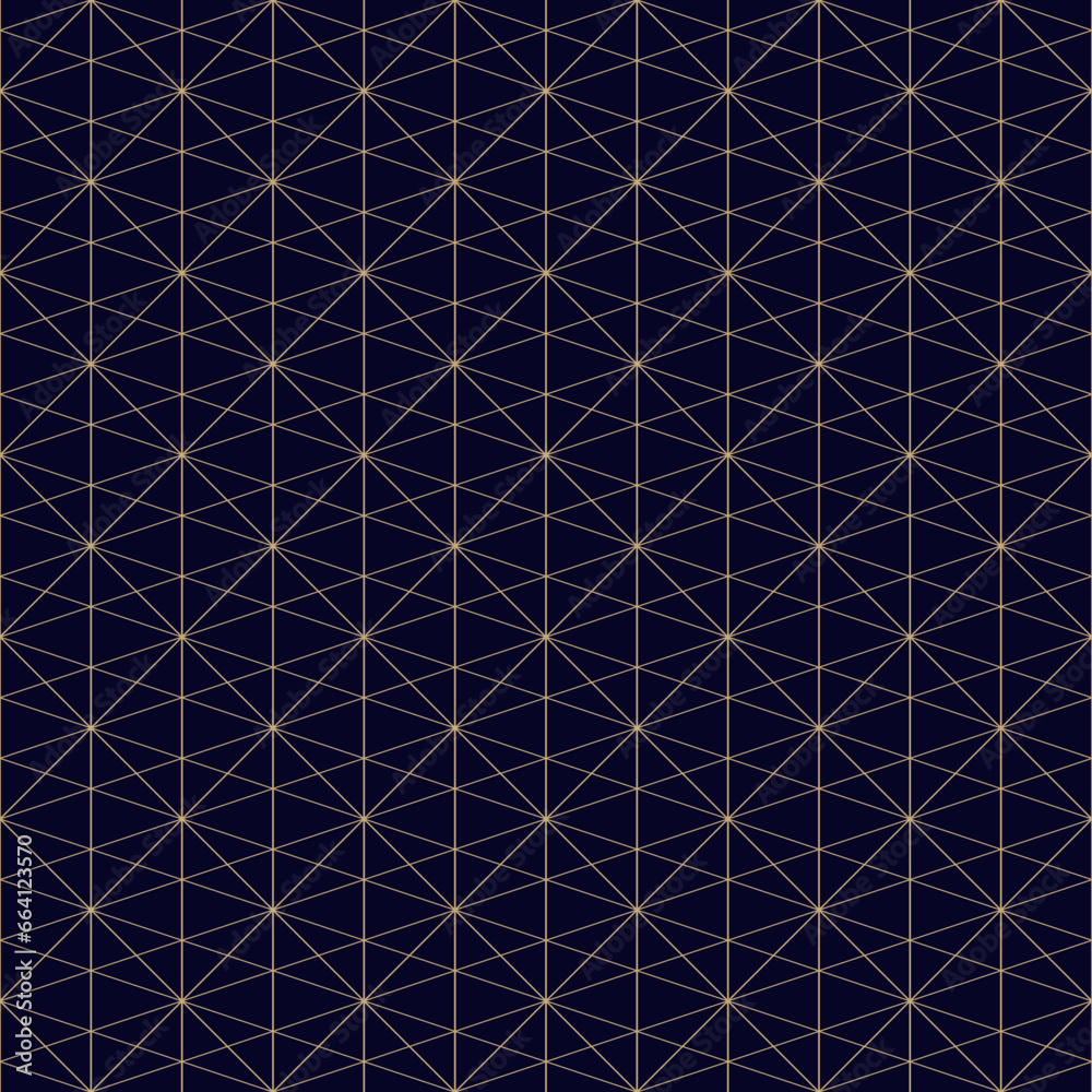 Golden line pattern. Vector geometric seamless texture with delicate grid, thin lines, squares, diamonds, triangles. Abstract black and gold background. Art deco style ornament. Dark repeat design Golden line pattern. Vector geometric seamless texture with delicate grid, thin lines, squares, diamonds, triangles. Abstract black and gold background. Art deco style ornament. Dark repeat design