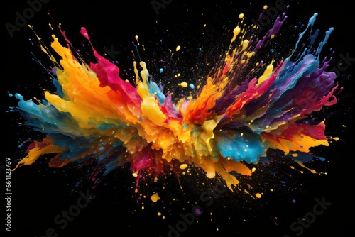 Colorful Splashed on Black Background