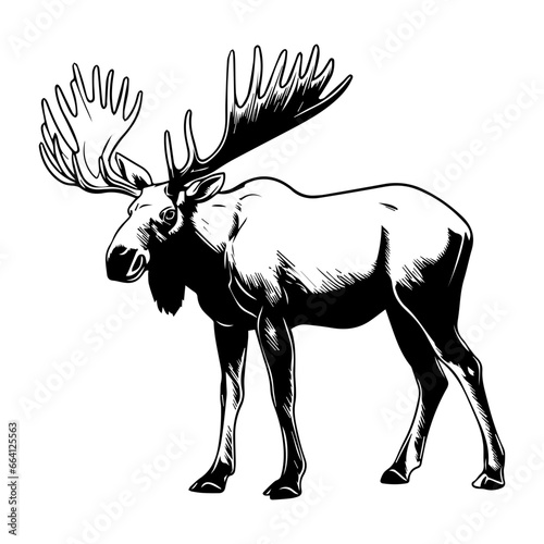 vector silhouette moose on white background, ai generated