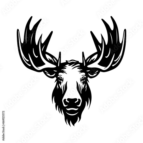 vector silhouette moose on white background, ai generated © Natworanat