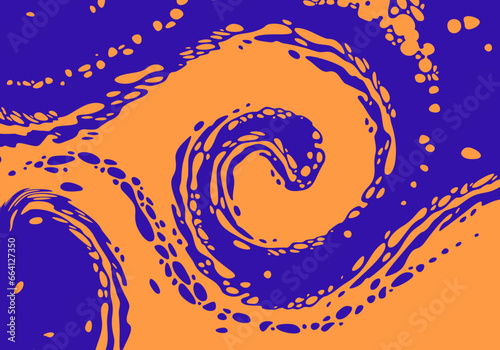 Bild auf Leinwand A two-color vector design of ink marbling or inkscape style graphic background, with drippy flows of ink or paint