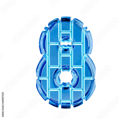 Symbol made of blue ice vertical bricks. number 8