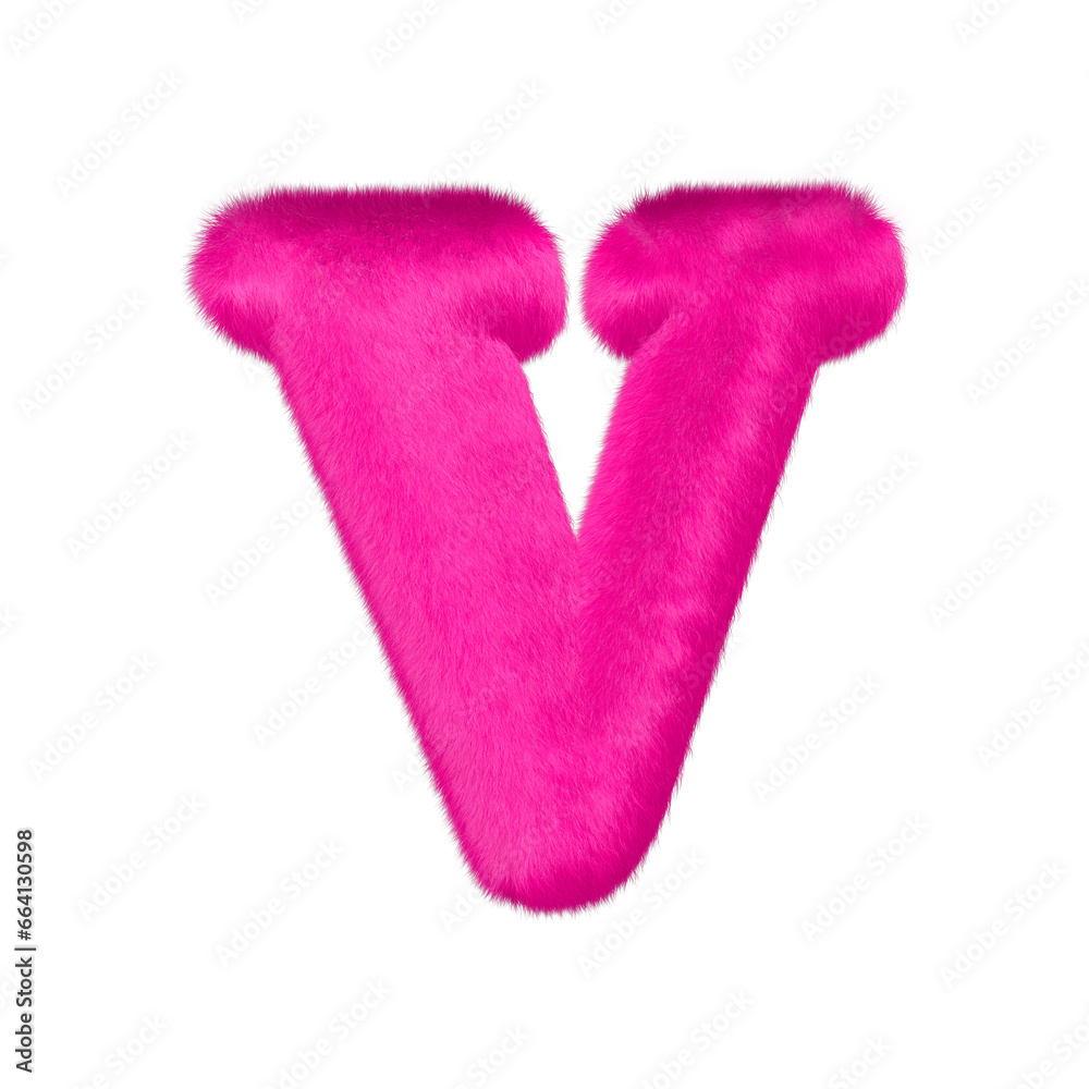 Pink fur symbol. letter v Pink fur symbol. letter v
