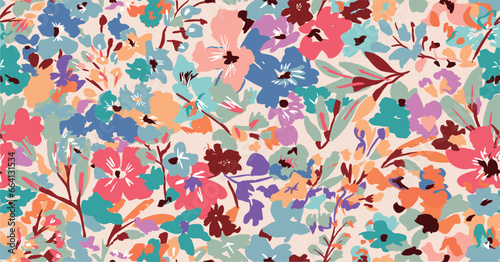 Floral liberty pattern. Plant background for fashion, tapestries, prints. Modern floral design perfect for fashion and decoration