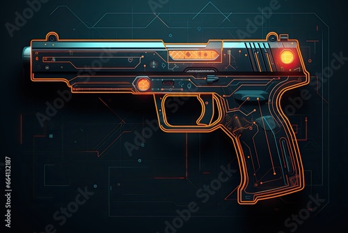 A vision of futuristic firepower, abstract firearm merges engineering and technology seamlessly.