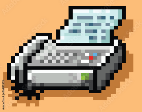 Old Fax Machine Pixel art,80s fax Pixel art vector.