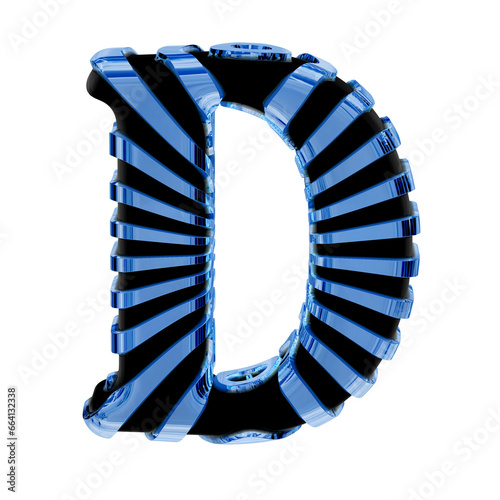 Black symbol with blue ice straps. letter d