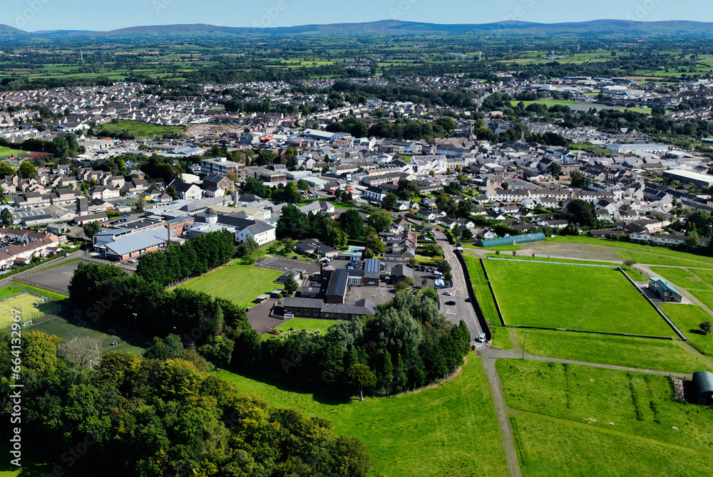 Aerial photo of Ballymoney Model integrated Primary School Antrim Northern Ireland