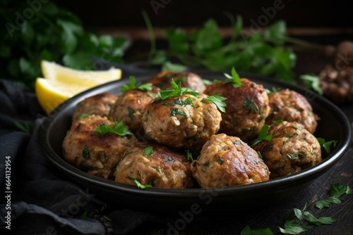 delicious greek meatballs with herbs, fried to perfection. Generative AI