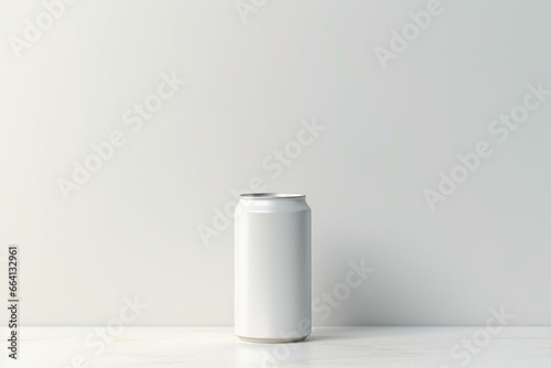Empty white beer package on white floor, designed for presentation purposes. 3D rendering. Generative AI