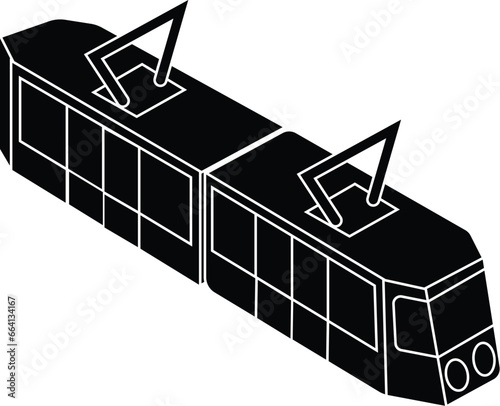 Cartoon Black and White Isolated Illustration Vector Of A Tram Bus Carriage Public Transport